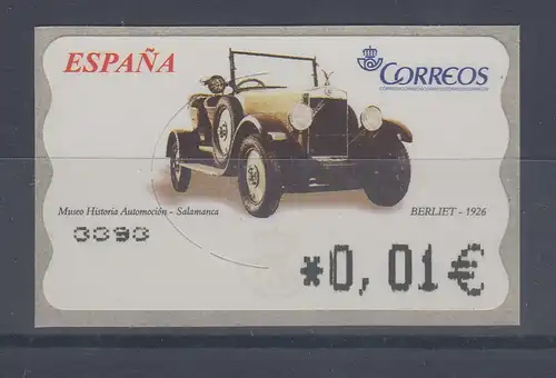 Spanien ATM Oldtimer Berliet, Wert in € 4-stellig breit, Mi.-Nr. 140.2