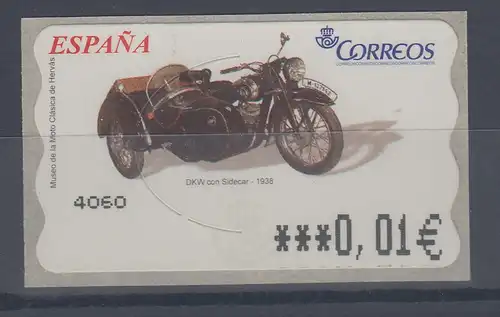 Spanien ATM Motorrad DKW mit Beiwagen, Wert in € 6-stellig schmal, Mi.-Nr. 132.6