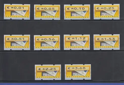 Deutschland ATM Briefkasten Mi-Nr. 5.1 Satz 10 Werte 0,01-3,68 TS1 bzw. VS1 ** 