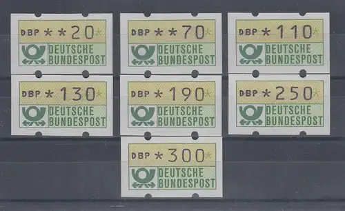 Deutschland ATM Mi.-Nr. 1.1hu 7 Ergänzungswerte 20-300 Pfg. **  einheitl. Druck