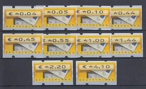 ATM Deutschland Briefkasten Sielaff Mi.-Nr. 5 TS 3 Satz 10 Werte 0,04-4,10 **