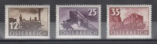 Österreich 1937 Mi.-Nr. 646-648 Eisenbahn Satz kpl. postfrisch **