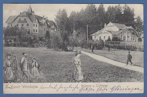 AK Kurort Bad Wörishofen Bellevue und Clubhaus , gelaufen 1905