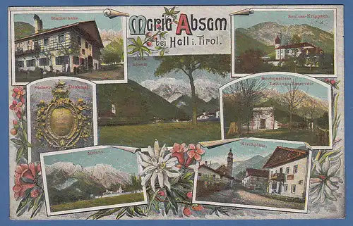 AK Absam bei Hall in Tirol, verschiedene Ansichten,  gelaufen 1920