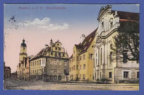 AK Neuburg an der Donau, Amalienstraße , gelaufen 1929