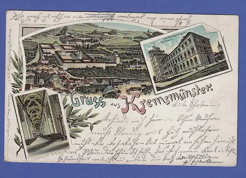 AK Österreich Gruß aus Kremsmünster, gelaufen 1900