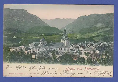 AK Österreich Gruß aus Mariazell, gelaufen 1900