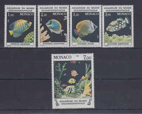 Monaco 1985  Mi.-Nr. 1704-1708 ** Fische im Aquarium Ozeanographisches Museum