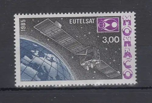 Monaco 1985  Mi.-Nr. 1722 ** Weltraum Raumfahrt EUTELSAT Satellit über Erdkugel
