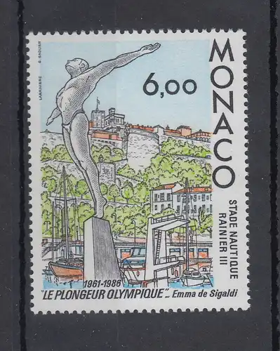 Monaco 1986  Mi.-Nr. 1775 ** Statue "Olympischer Kunstspringer" 