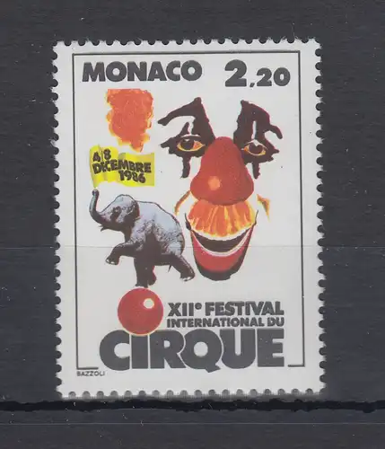 Monaco 1986  Mi.-Nr. 1776  ** Zirkus-Festival Monte Carlo