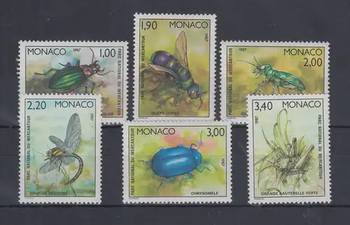 Monaco 1987  Mi.-Nr. 1796-1801 ** Insekten aus dem Mercantour-Nationalpark