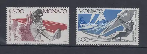 Monaco 1987  Mi.-Nr. 1808-1809 ** Sportspiele Tennis , Segeln/Windsurfen