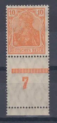 Dt. Reich Germania Mi.-Nr. 141 mit Unterrand-Leerfeld 7 ** 