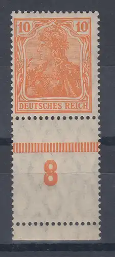 Dt. Reich Germania Mi.-Nr. 141 mit Unterrand-Leerfeld 8 ** 