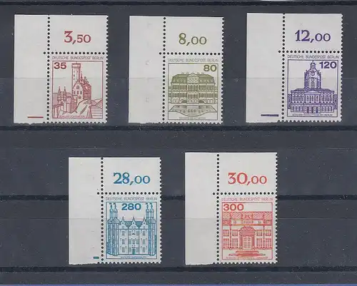 Berlin 1982 Mi.-Nr. 673-677 Burgen & Schlösser Eckrandstücke postfrisch **