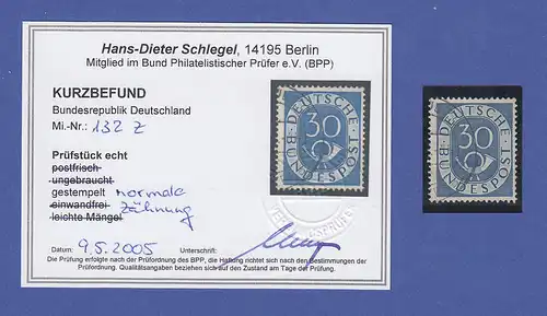 Bundesrepublik Posthorn 30 Pfg-Wert O mit Wz 4Z  , Mi.-Nr. 132 Z 