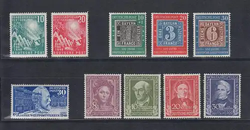 Bundesrepublik: alle Briefmarken des Jahrgangs 1949 komplett postfrisch !