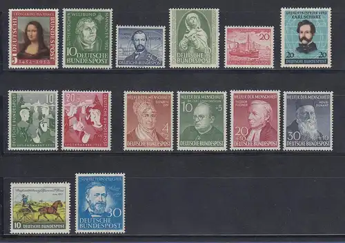 Bundesrepublik: alle Briefmarken des Jahrgangs 1952 komplett postfrisch !
