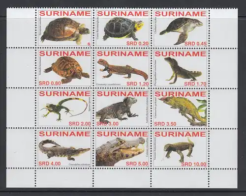 Suriname 2007 Reptilien Satz 12 Werte Mi.-Nr. 2108-2119 komplett **