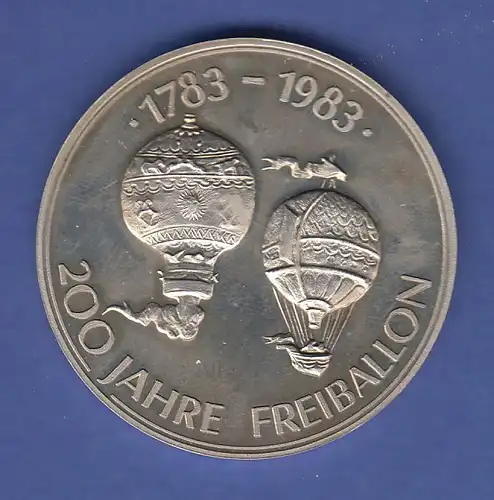 200 Jahre Freiballon 1783-1983  , SELTENE Silbermedaille PP, 20g Ag925
