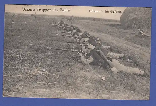 AK erster Weltkrieg, Infanterie im Gefecht, gelaufen um 1916