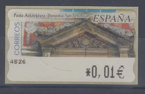 Spanien ATM Postgebäude San Sebastián , Wert in € 4-stellig schmal, Mi.-Nr. 93.1
