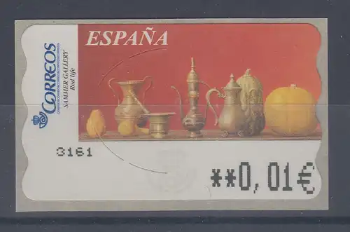 Spanien ATM Gemälde Red Life , Wert in € 5-stellig schmal, Mi.-Nr. 147.3