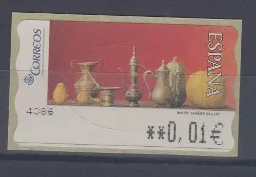 Spanien ATM Gemälde Red Life , Wert in € 5-stellig schmal, Mi.-Nr. 149.3