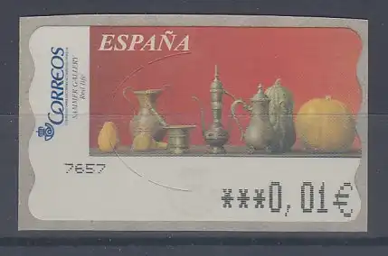 Spanien ATM Gemälde Red Life , Wert in € 6-stellig schmal, Mi.-Nr. 147.6