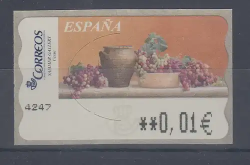 Spanien ATM Gemälde Trauben , Wert in € 5-stellig schmal, Mi.-Nr. 143.3