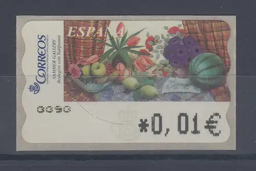 Spanien ATM Gemälde Tulpen und Melone, Wert in € 4-stellig breit, Mi.-Nr. 137.2