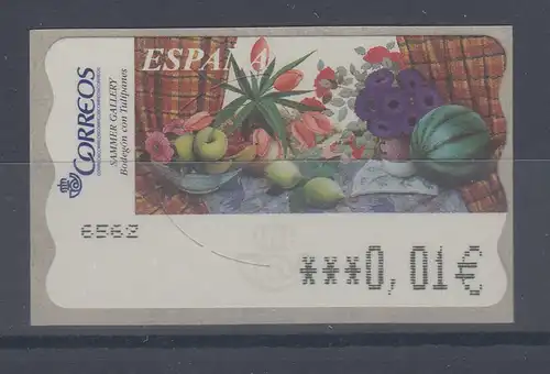 Spanien ATM Gemälde Tulpen und Melone, Wert in € 6-stellig schmal, Mi.-Nr. 137.6