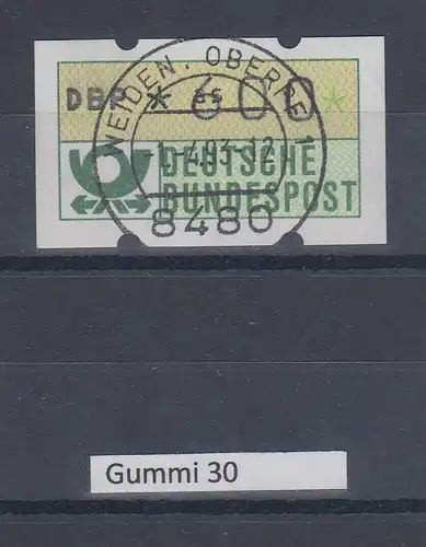 Deutschland NAGLER-ATM Posthorn Gummi WEISS Mi.-Nr. 1.2hv Wert 600 mit Voll-O