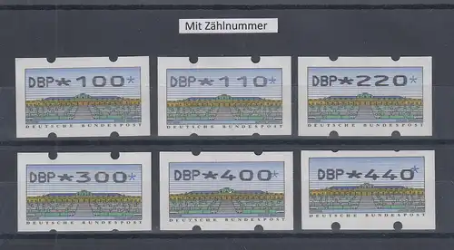 Deutschland ATM Sanssouci Typ N24 Versandstellensatz VS4 6 Werte 100-440 ** ZN  