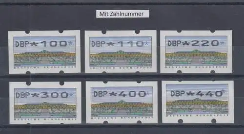 Deutschland ATM Sanssouci Typ N24 Versandstellensatz VS4 6 Werte 100-440 ** ZN  