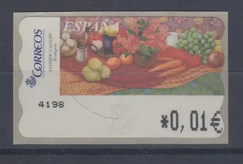 Spanien ATM Gemälde Gemüse, Wert in € 4-stellig schmal, Mi.-Nr. 134.1