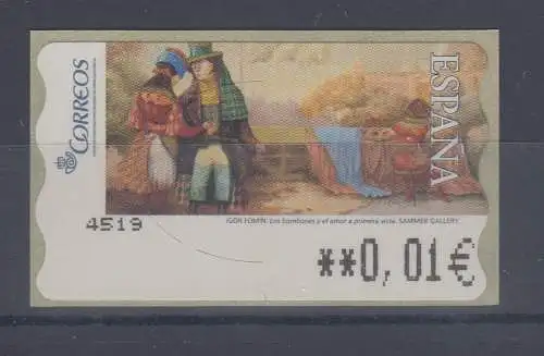 Spanien ATM Gemälde Pralinen-Liebe, Wert in € 5-stellig schmal, Mi.-Nr. 169.3