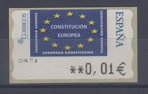 Spanien ATM Europaflagge, Wert in € 5-stellig breit, Mi.-Nr. 154.4