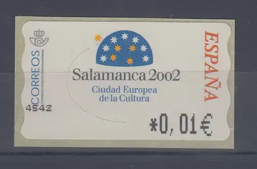 Spanien ATM Kulturhauptstadt Salamanca, Wert in € 4-stellig schmal, Mi.-Nr. 95.1