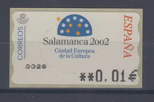 Spanien ATM Kulturhauptstadt Salamanca, Wert in € 5-stellig breit, Mi.-Nr. 95.4