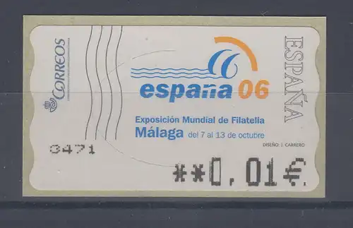 Spanien ATM ESPANA 2006, Wert in € 5-stellig breit, Mi.-Nr. 170.4