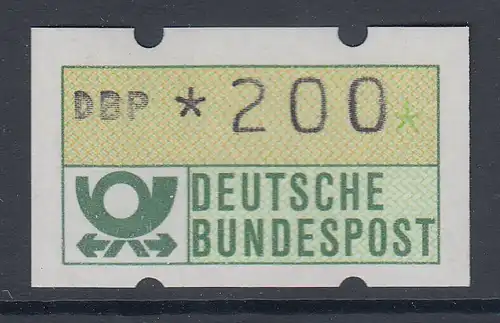Deutschland NAGLER-ATM Posthorn, Gummi gelb, Mi.-Nr. 1.2hu, Wert 200 **