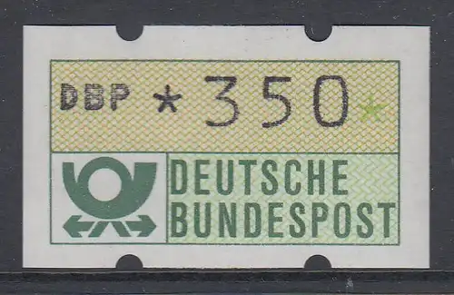 Deutschland NAGLER-ATM Posthorn, Gummi gelb, Mi.-Nr. 1.2hu, Wert 350 **