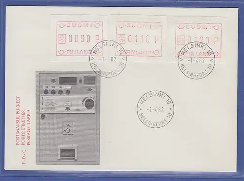 Finnland ATM Nr. 1 FDC 1.4.82 mit wertvoller ABART WEISSES Papier ohne Unterdr. 