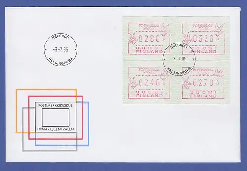 Finnland 1995 ATM SANTA CLAUS Post Office Satz 240-270-280-320 auf offiz. FDC 
