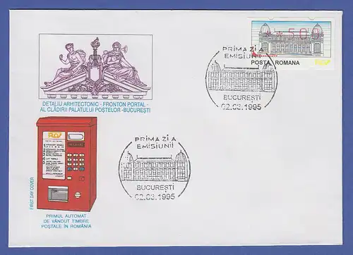 Rumänien ATM **500 auf offiziellem FDC mit Sonder-O Bukarest 02.03.1995