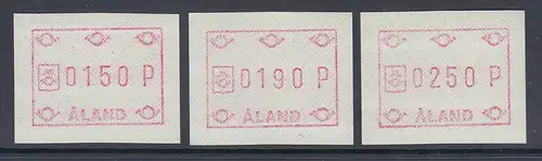 Finnland-Aland 1989 FRAMA-ATM Ornamente, Mi.-Nr. 3xc  Satz 150-190-250 **