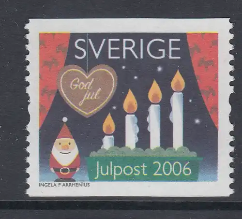 Schweden 2006 Weihnachten Advents-Kerzen am Fenster,  Mi-Nr. 2556 ** 