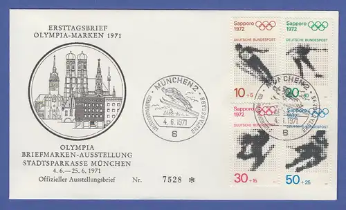 Bundesrepublik 1971 Olympia Sapporo Satz Mi.-Nr. 680-683 auf FDC mit O MÜNCHEN